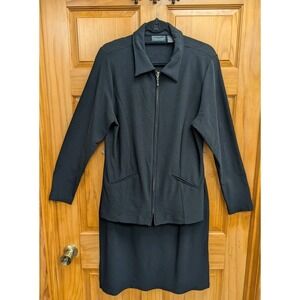 Good Clothes Collections Women Large Skirt Jacket 2 Piece Full Zip Spandex Black